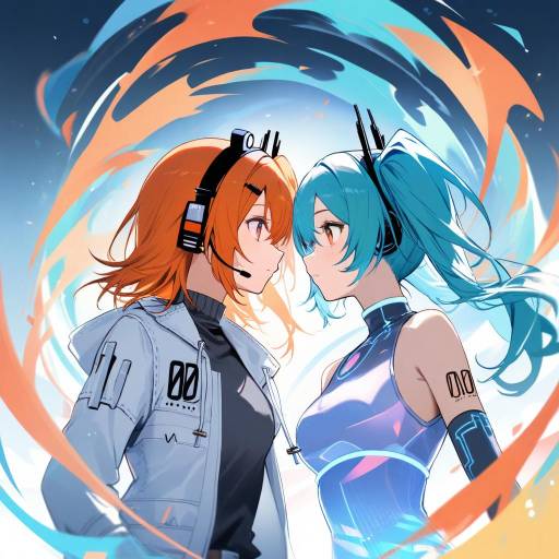 Futuristic Android with Flowing Hair
