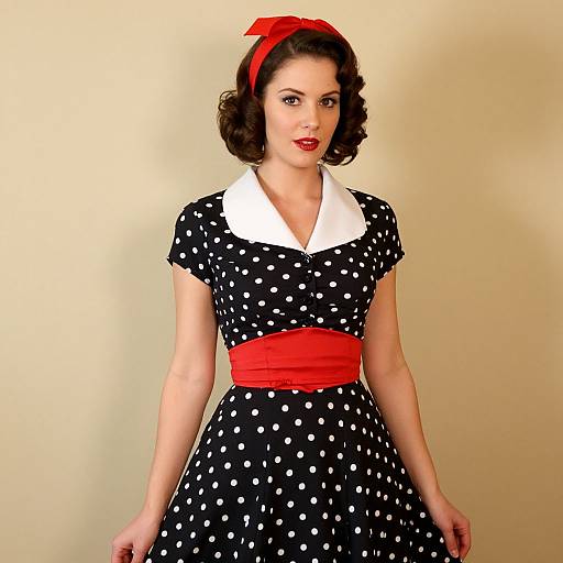 Vintage 1950s Polka Dot Dress Woman