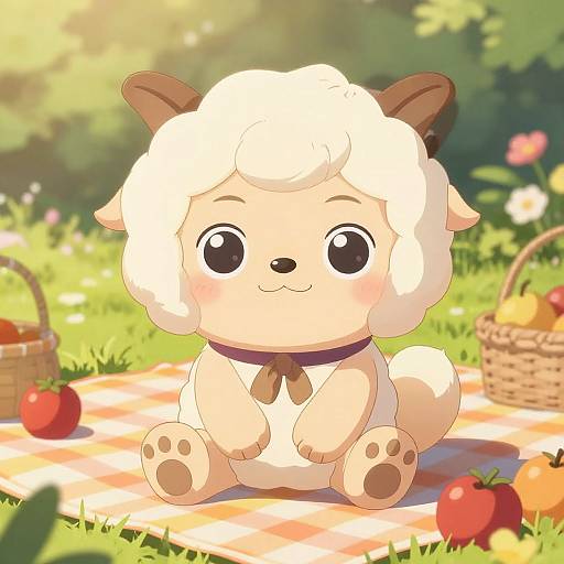 Chibi Anime Animal Mascot Picnic