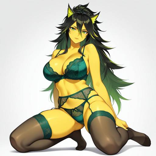 Woman in Black Lingerie and Stockings