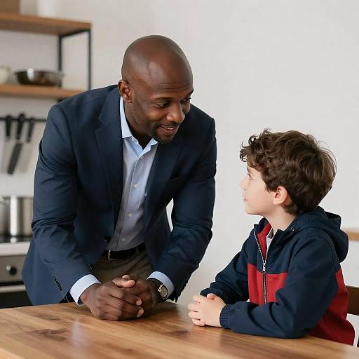 Intimate Conversation in a Modern Kitchen