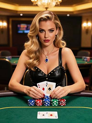Glamorous Woman Playing Poker