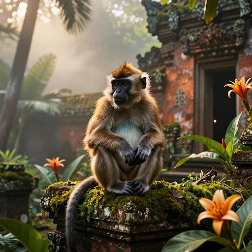 Mystical Simian on Ancient Temple