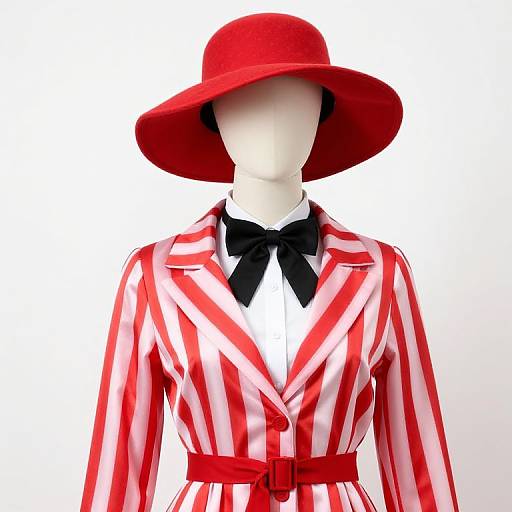 Mannequin in Striped Outfit and Bow Tie