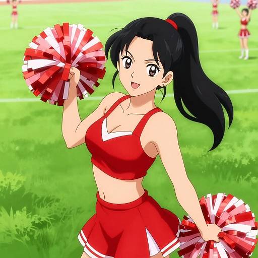 Anime Cheerleader in Red Outfit