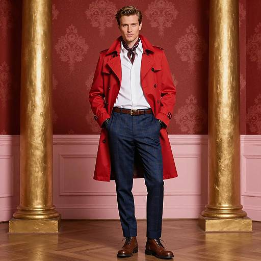 Elegant Male in Photorealistic Red Coat