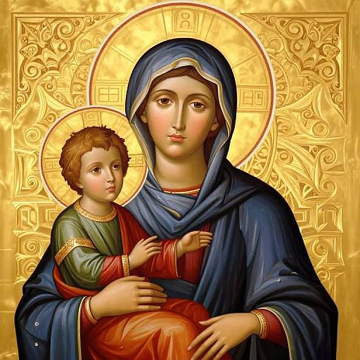 Orthodox Icon of Virgin Mary and Jesus