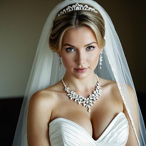 Elegant Bride in Wedding Dress with Jewelry