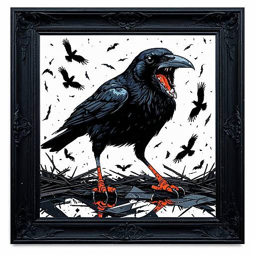 Horror-Themed Crow Illustration