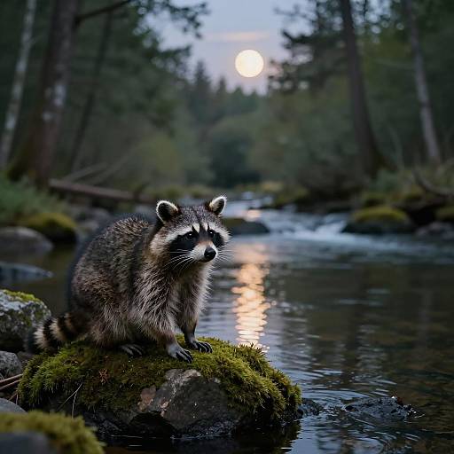 Raccoon by the Twilight River