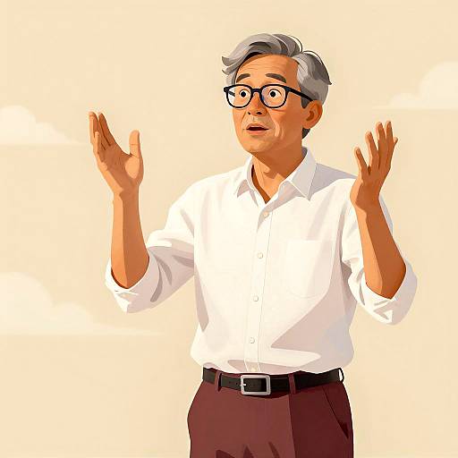 Surprised middle-aged man with glasses