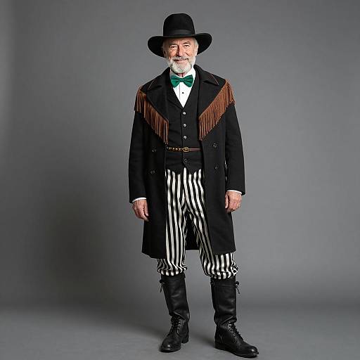 Elderly Man in Vintage Steampunk Gigolo Costume