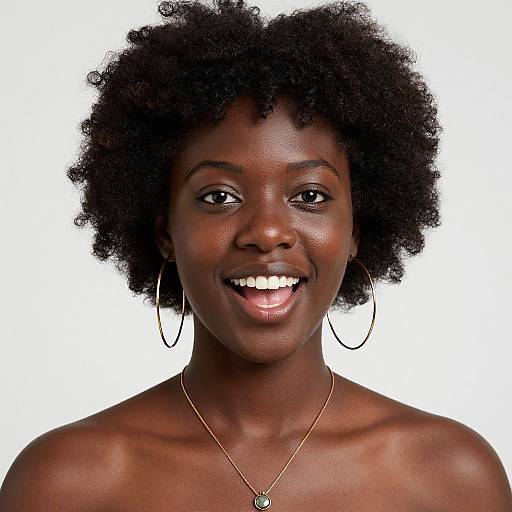 Realistic Portrait of Dark-Skinned Woman