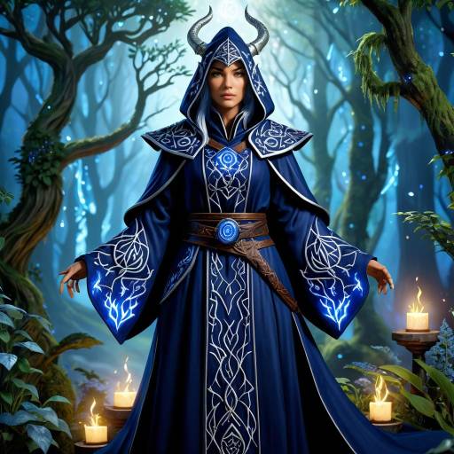Mystical Dragonborn Mage in Enchanted Forest