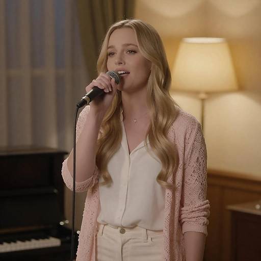 Singing Star on Stage with Soft Lighting