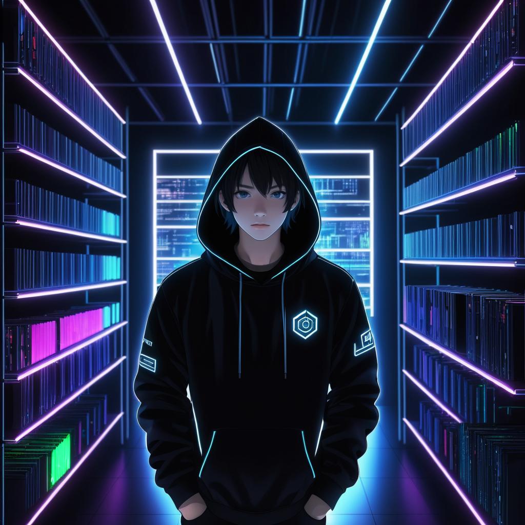 Hacker in Neon Lights: Anime Style