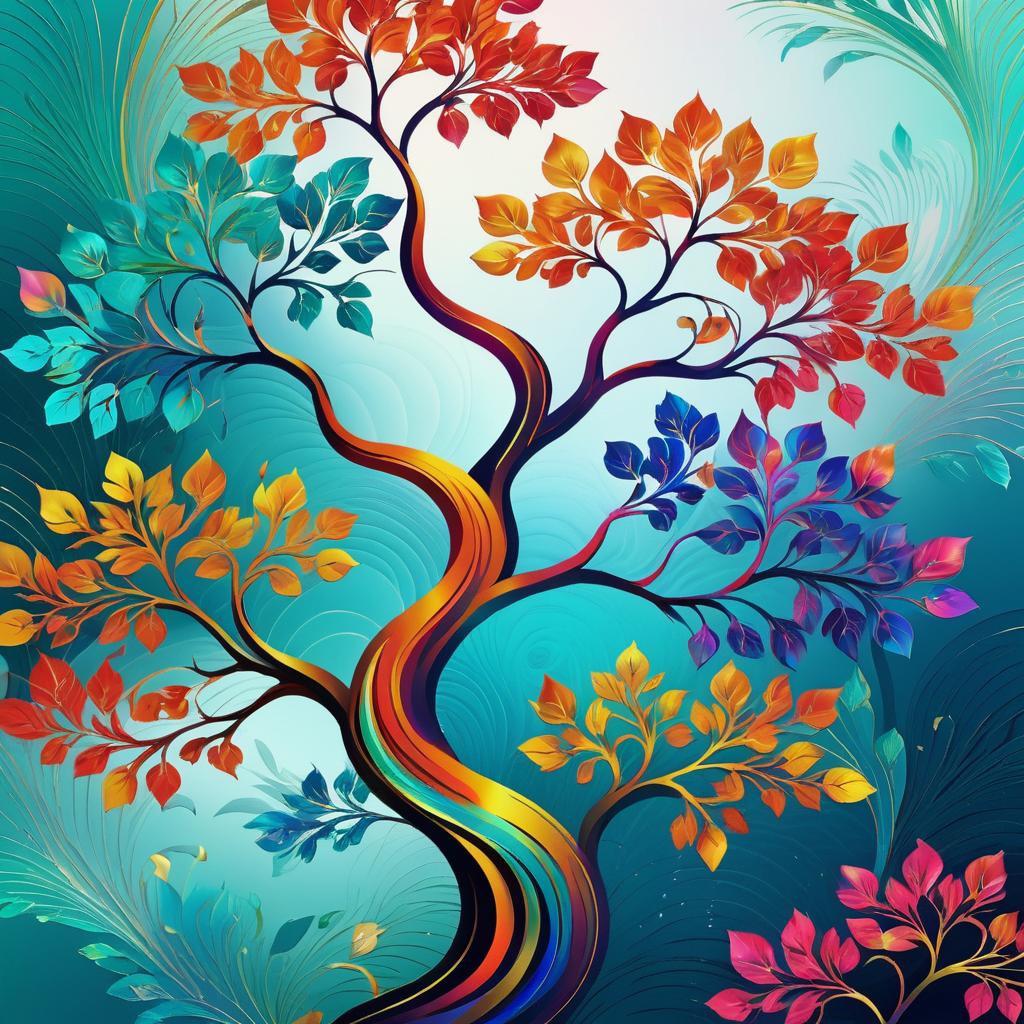 Vibrant Abstract Tree in Chinese Style