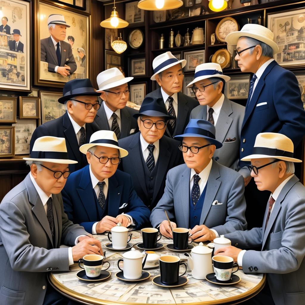 Elderly Gents in Vintage Café Gathering