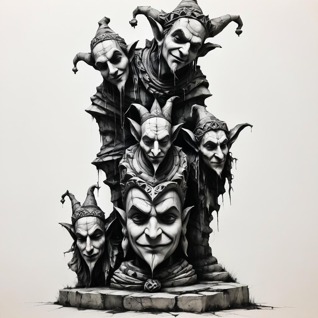 Twisted Jester Statue in Grimdark Style