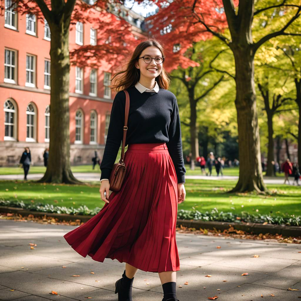 Stylish Student on Vibrant Campus