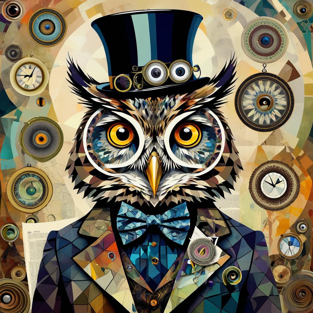 Surreal Dadaist Owl Portrait Art