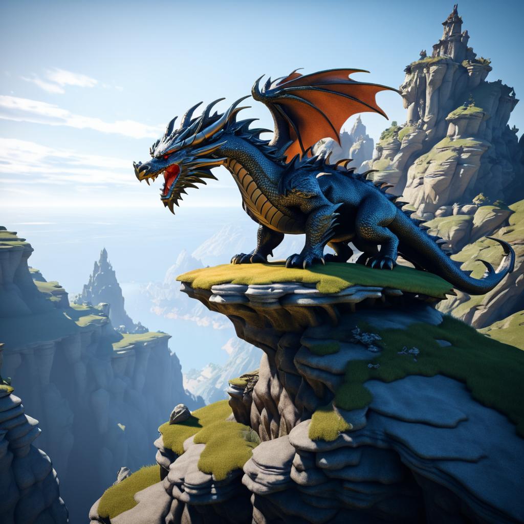 Ultra Realistic Fantasy Dragon on Cliff