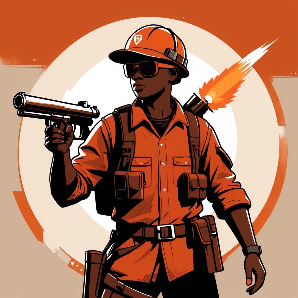 Stylized Rust Character with Flare Gun