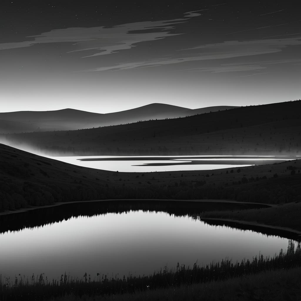 Serene Monochrome Lakes at Twilight