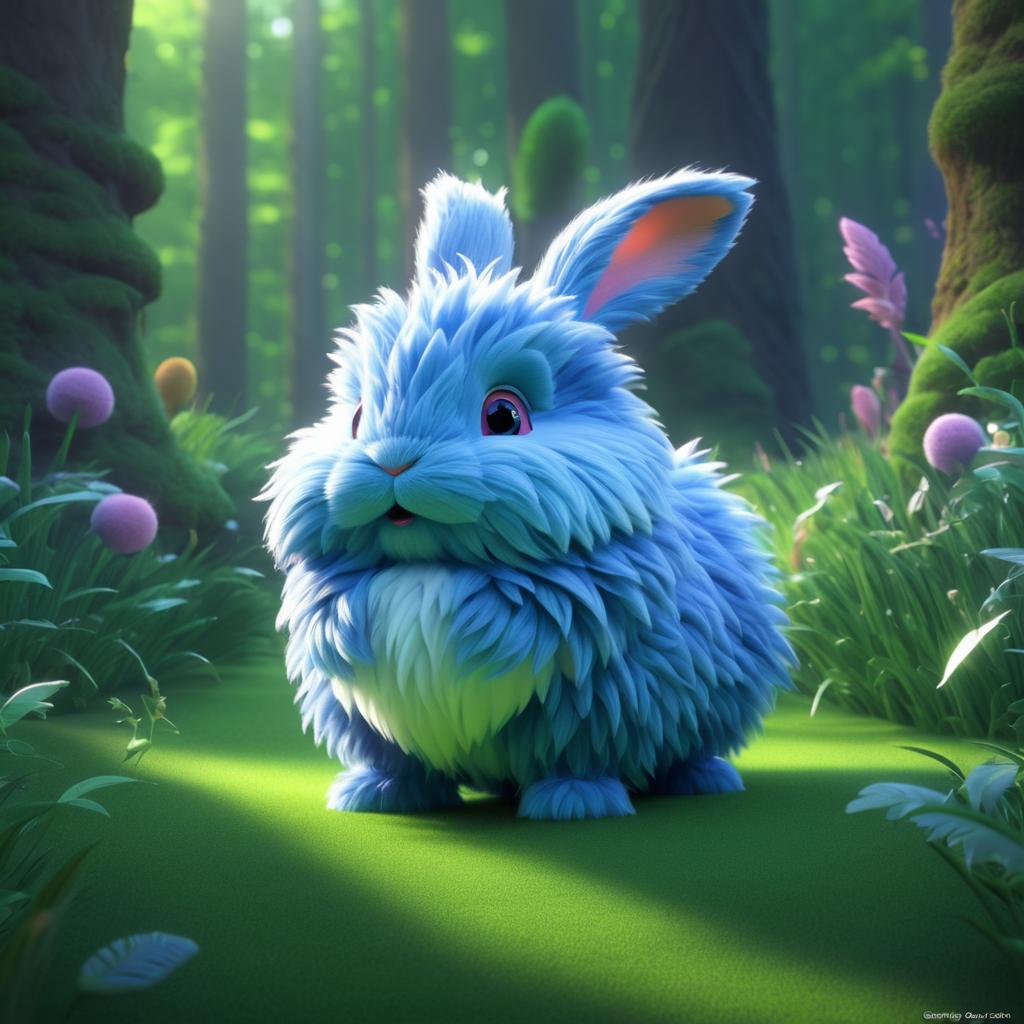 Vivid Fluffy Fantasy Rabbit Creature Art