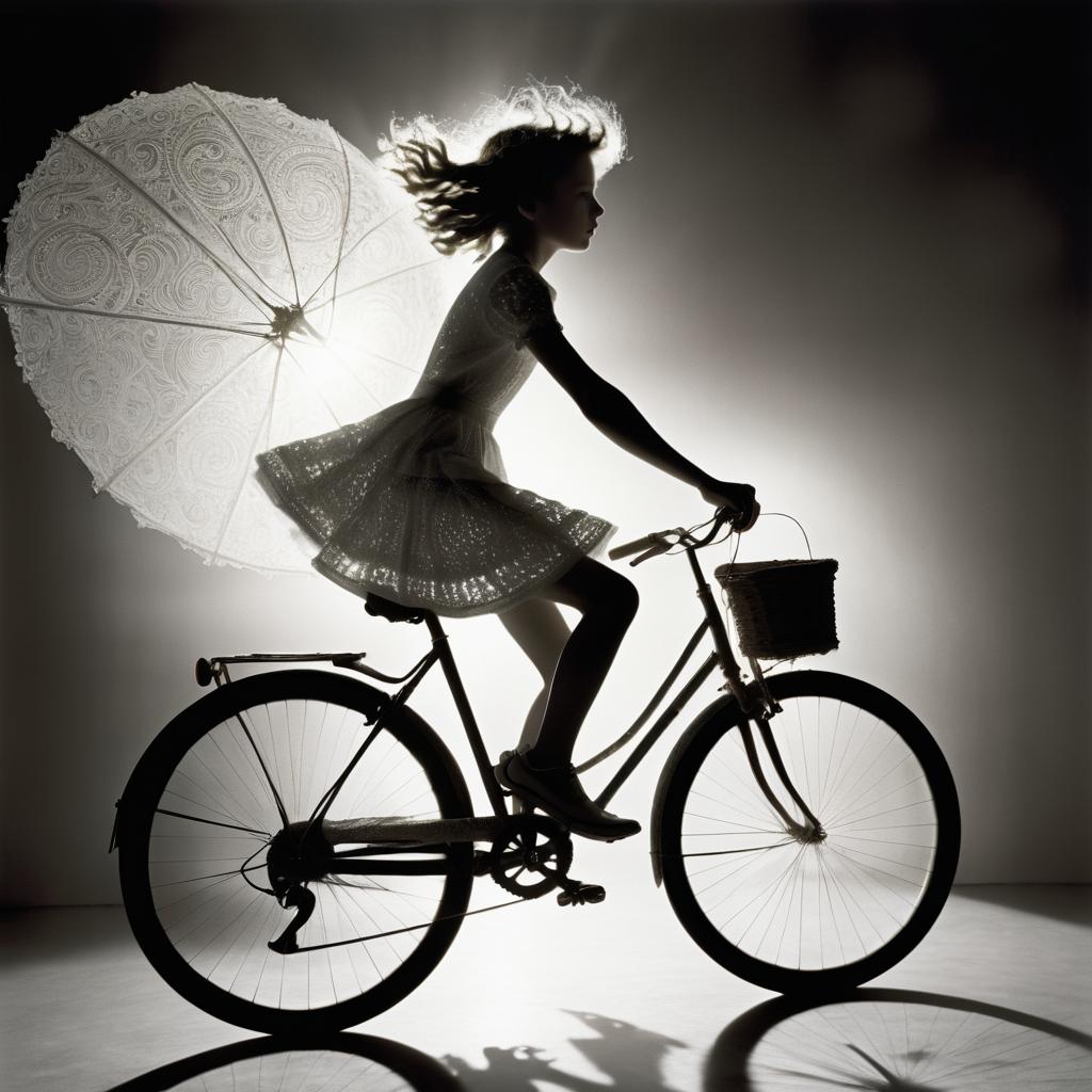 Adventurous Young Girl on Bicycle