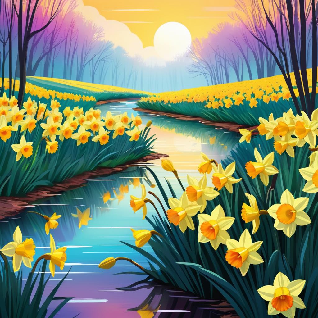 Enchanting Digital Daffodils Illustration