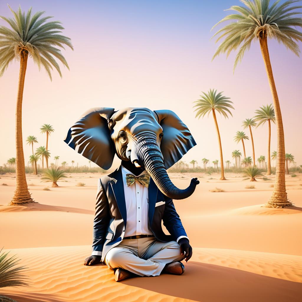 Introspective Elephant in a Dreamy Desert