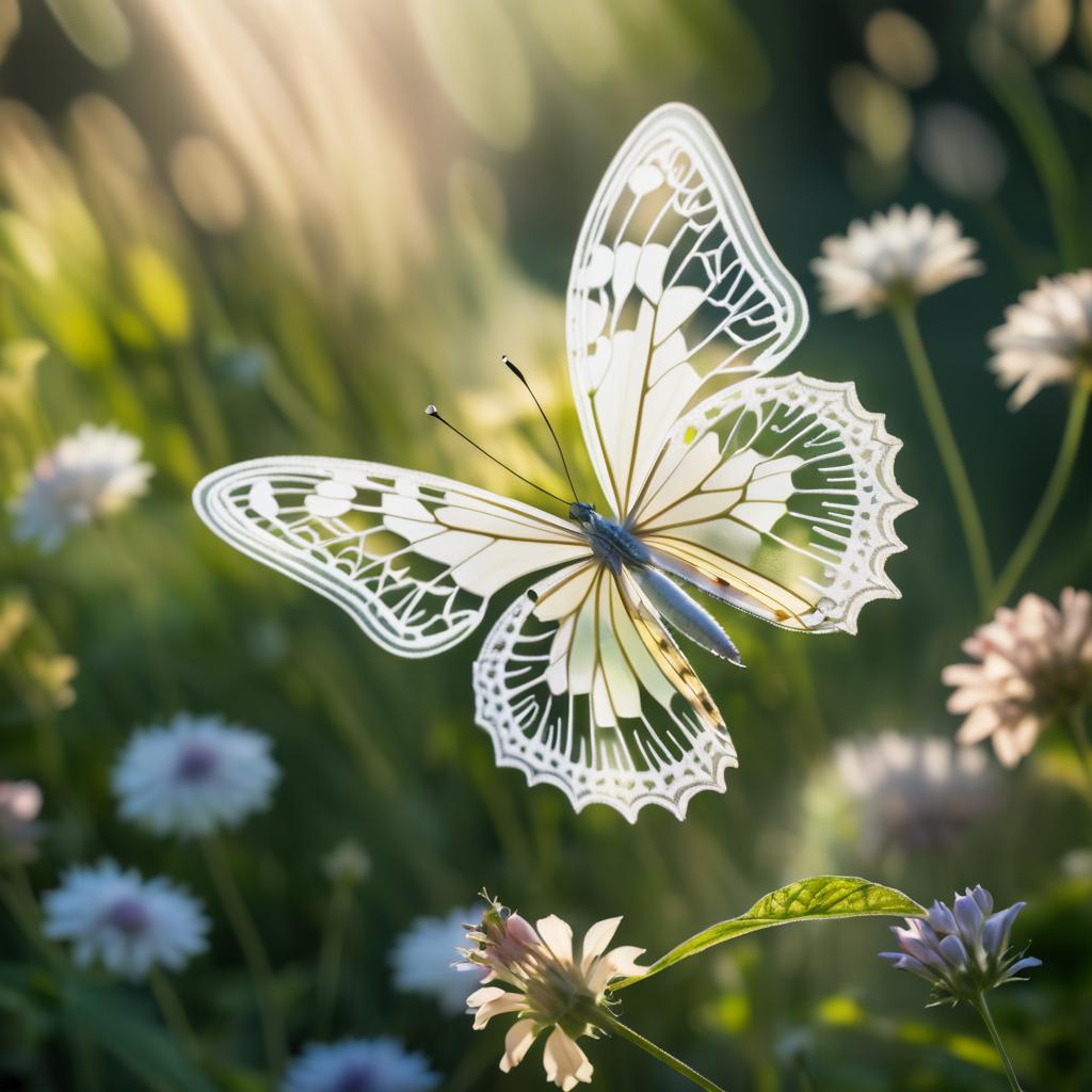 Delicate Butterfly in Blooming Garden