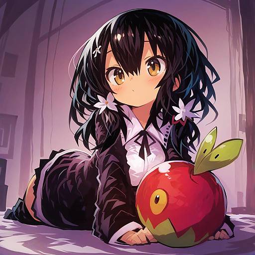 Illustration of Applin, pokemon in the style of Kaamin (mariarose753)