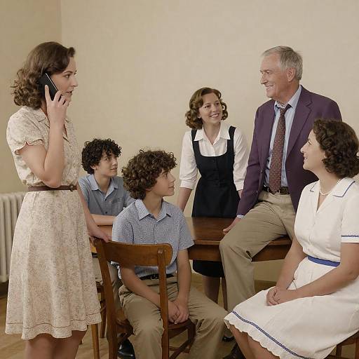 Mid-20th Century Family Gathering Indoors