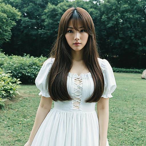 Realistic Kpop Solo Girl in White Dress