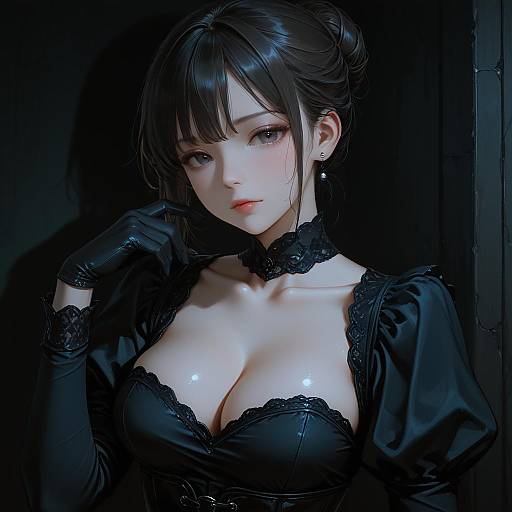 Elegant Woman in Black Dress Portrait