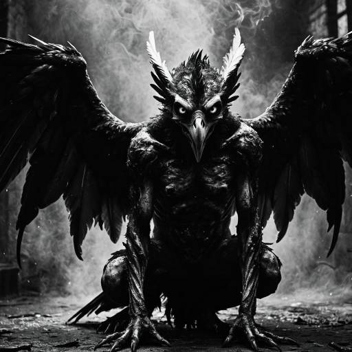 Dark Harpy Creature in Black and White