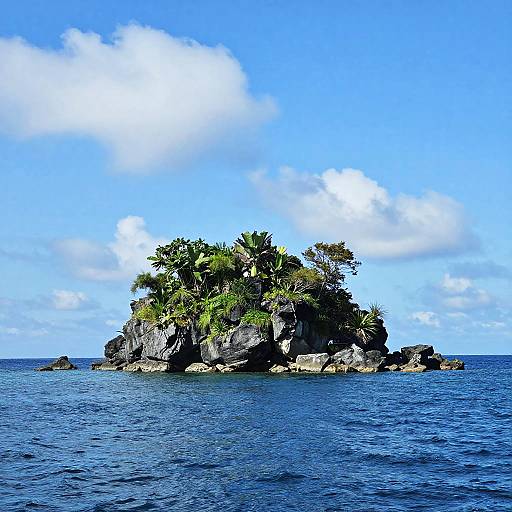 Tropical Rocky Island in Calm Ocean