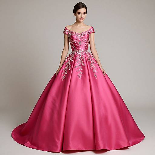 Elegant Woman in Vibrant Pink Gown