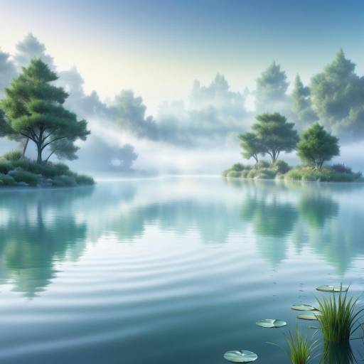 Enchanting Misty Lake in Fantasy Realm