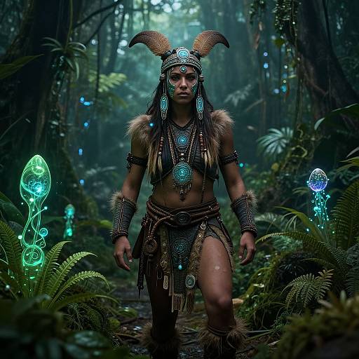 Neotribal Shaman in Cyber Jungle