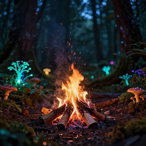 Mystical Campfire in Enchanted Forest