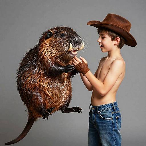 Curious Compact Beaver Cowboys Hugging