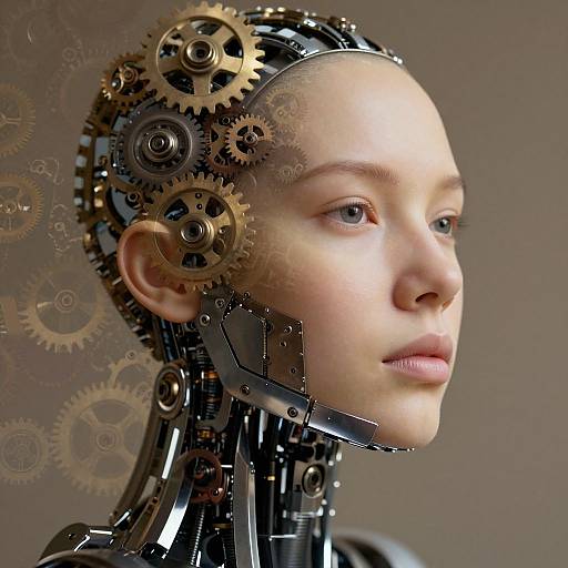 Human-Mechanical Double Exposure Portrait