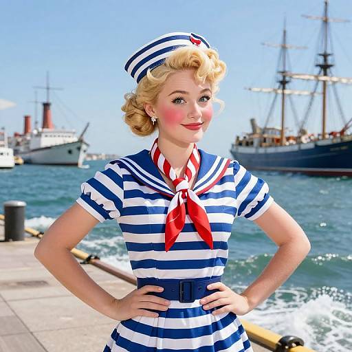 Playful Sailor Pin-Up at Harbor