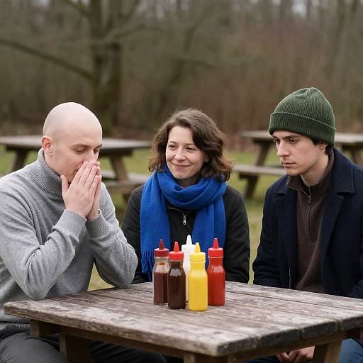 Outdoor Gathering with Friends at Table