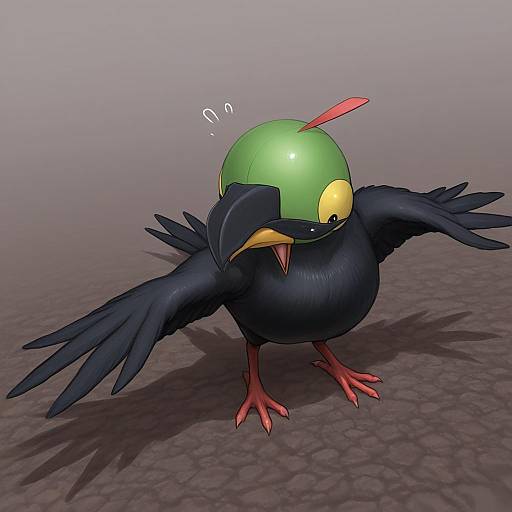 Illustration of Natu, pokemon in the style of Kuro suto sukii