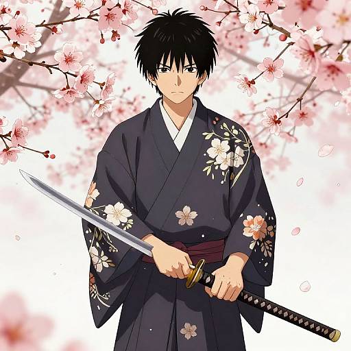 Samurai in Flower-Patterned Kimono