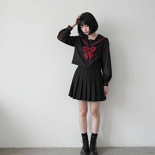 Melancholic East Asian Portrait in Sheer Dress